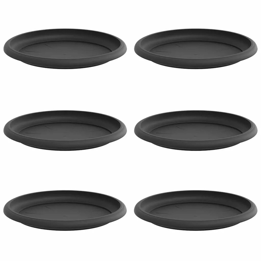 6er Set runde Blumenplatten von vidaXL in Schwarz aus Kunststoff, Durchmesser: 17,5 cm, Höhe: 2 cm - Bild 2