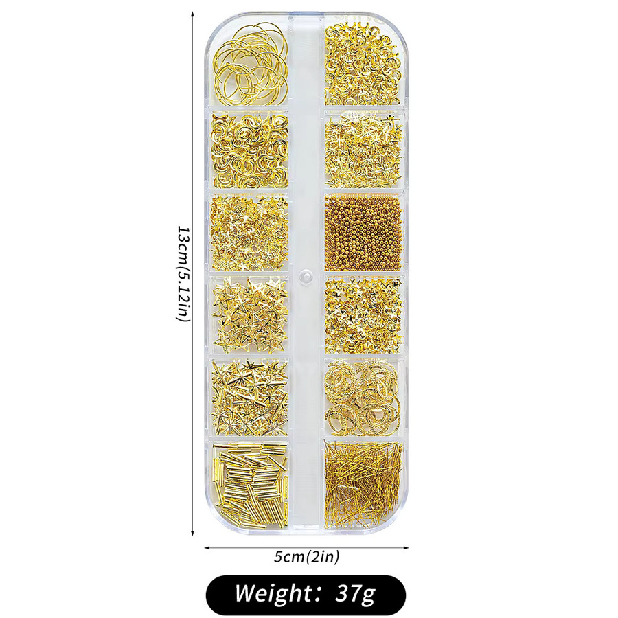 MAFANAILS Nagel Charms, Gold Metallic, Mond Stern Perlen Strasssteine - Bild 3