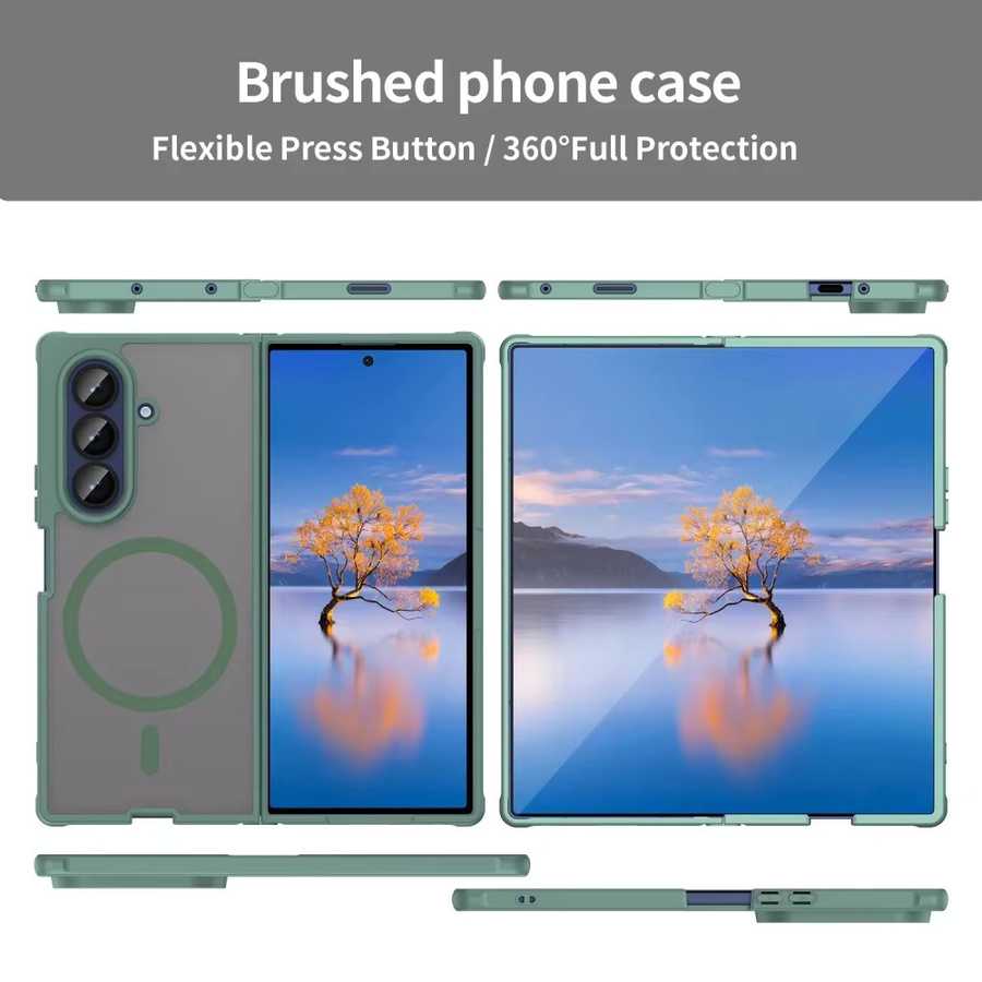 Schutzhülle für Samsung Galaxy Z Fold 7, matte und transparente magnetische TPU PC Handyhülle in Blau, stoßfest und kompatibel mit kabellosem Laden - Bild 4