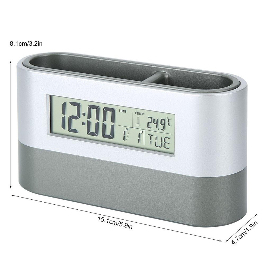 TOMTOP JMS Digitaler Stifthalter mit LCD-Uhr, Ewigem Kalender und Temperaturanzeige aus Kunststoff - Bild 4