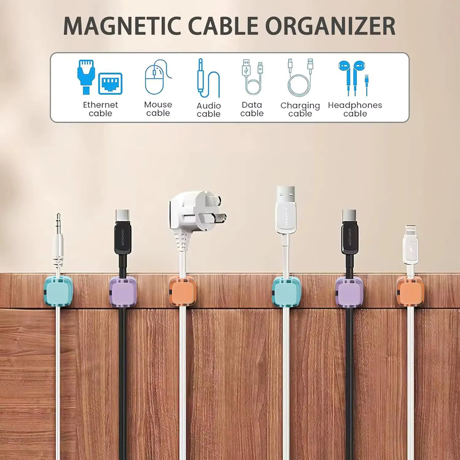 Mrgabwte Magnetische Kabelklemmen in Orange, Verstellbarer Kabelhalter für Schreibtisch und Kabelmanagement - Bild 5
