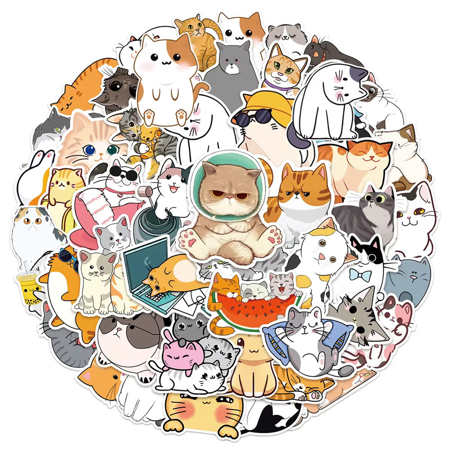 Rspctou Cartoon-Katzen-Meme-Aufkleber, Kawaii Anime Kätzchen Graffiti-Sticker, 10-teiliges Set, multicolour - Bild 2