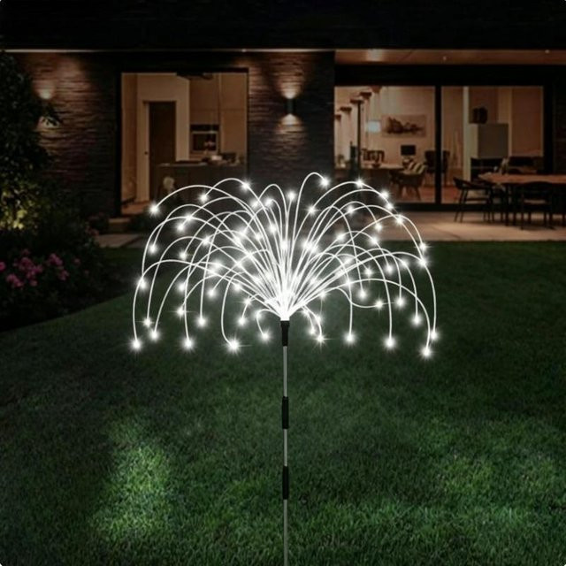 Lanzhong Home Decoration Solar Gartenleuchte mit 120 LED in Weiß, Outdoor Feuerwerk Licht mit 8 Beleuchtungsmodi und IP65 Wasserschutz für Garten und Terrasse - Bild 1