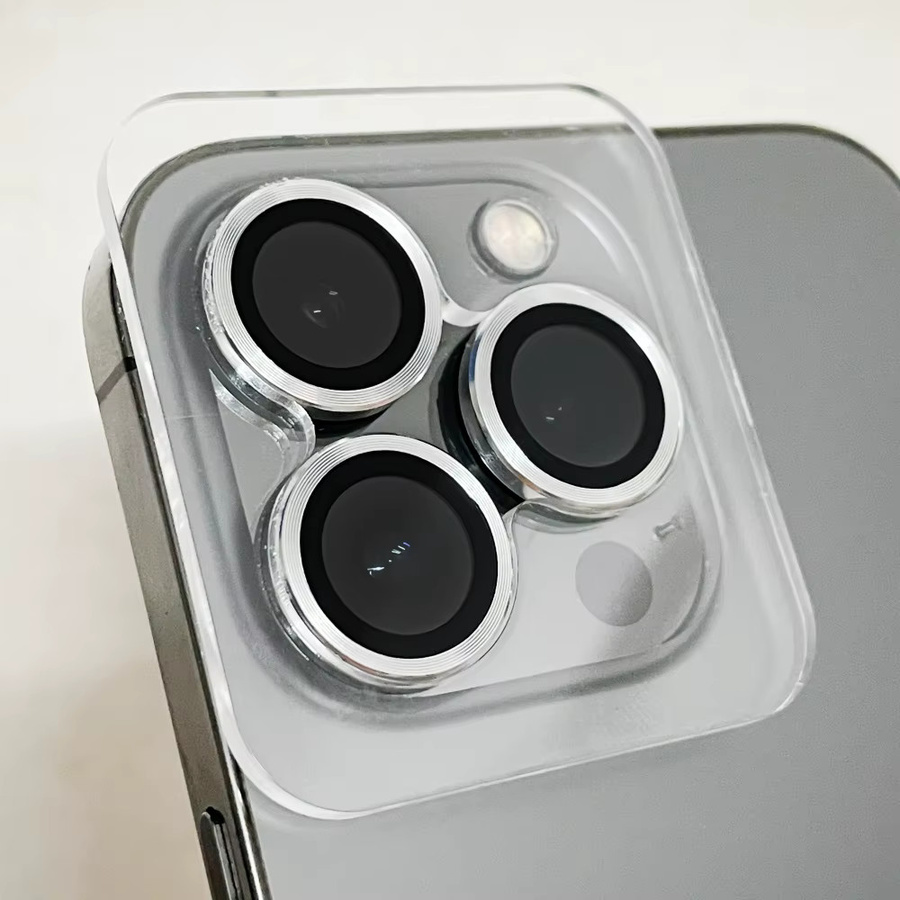 DIXSG Metall Kamera Objektiv Schutzring für iPhone 16 15 14 13 12 Pro Max in Silber - Bild 2