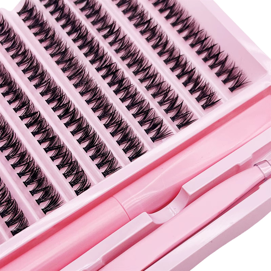 JIEFUXIN Wimpernverlängerungs-Set, 200 Stück Wimpernbüschel, D-Curl, Unisex - Bild 3