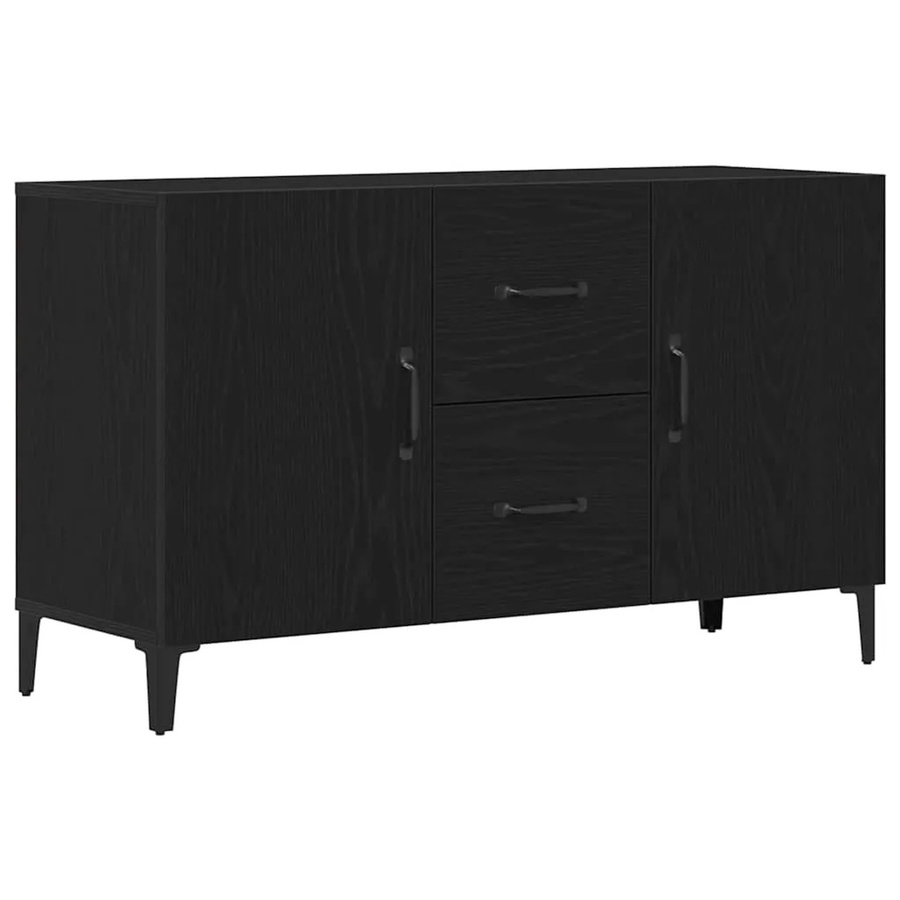 vidaXL Sideboard mit Schubladen in Schwarz und Eiche, modernes Design aus Holzwerkstoff, B/T/H: 100 x 36 x 60 cm - Bild 2