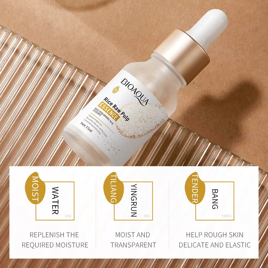 BIOAQUA Reis Rohzellstoff Gesicht Serum, Hyaluronsäure, Unisex - Bild 2