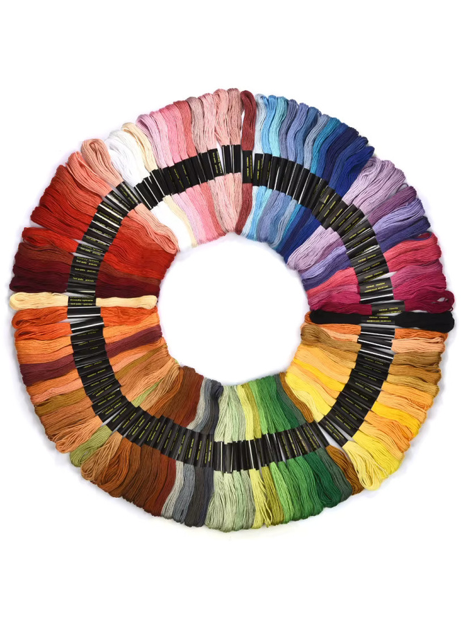 Stickgarn Set für Kreuzstich und DIY Bastelarbeiten in 24 bis 100 Farben, 8m Stränge, Multicolour - Bild 5