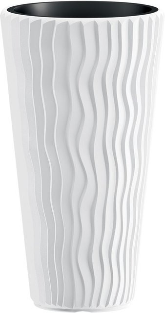 PROSPERPLAST Blumentopf Sandy Slim mit Wellenstruktur in Weiß, B: 30 cm, H: 53 cm, T: 30 cm - Bild 1
