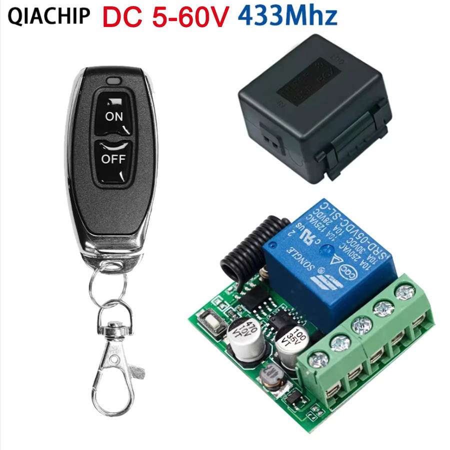 QIACHIP Drahtloses RF-Fernbedienungs-Relais-Modul Set mit Sender und Empfänger 433,92 MHz für DC 5 V-60 V - Bild 2
