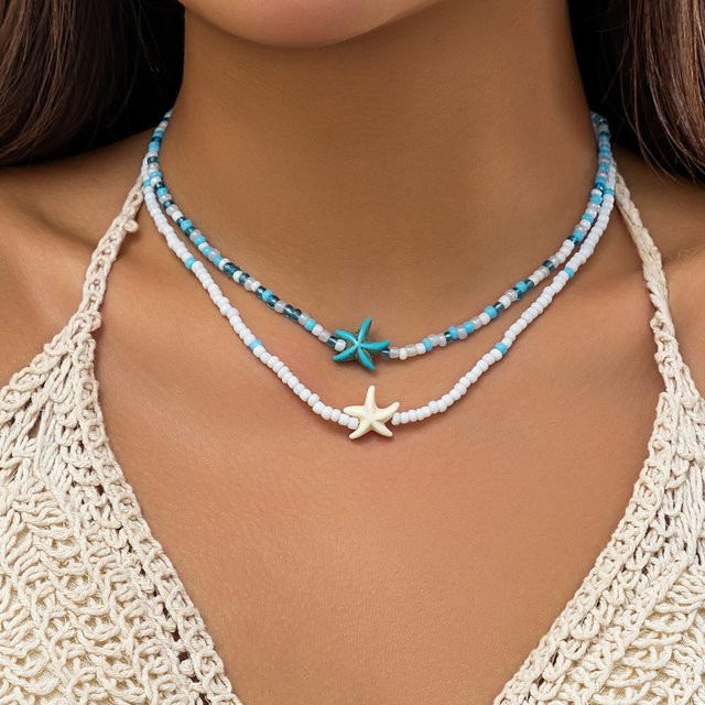 SHIXIN Choker Halskette, Rocailles, Seestern, Schildkröte, Damen - Bild 1