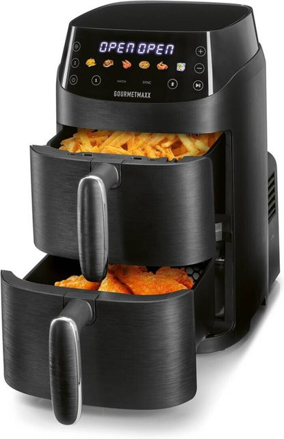 GOURMETMAXX Doppel-Heißluftfritteuse mit Dual Zone, 2000 Watt, Schwarz, B/H/T: 38,2 x 35,7 x 22,6 cm - Bild 1