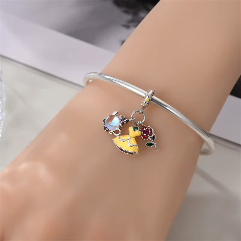 Charm-Anhänger 925 Silber, Perle, Rosen-Prinzessin-Kleid - Bild 2