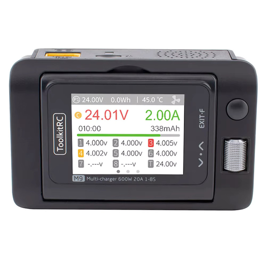 ToolkitRC M9 Smart DC Ladegerät 600W 20A mit USB-C, Schwarz, für 1-8S LiPo LiFe Akkus - Bild 4