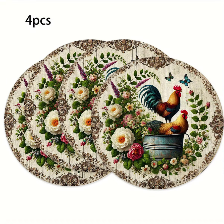 VIKAMA 4-teiliges Tischset-Set mit Blumenmuster im Landhausstil - Bild 5