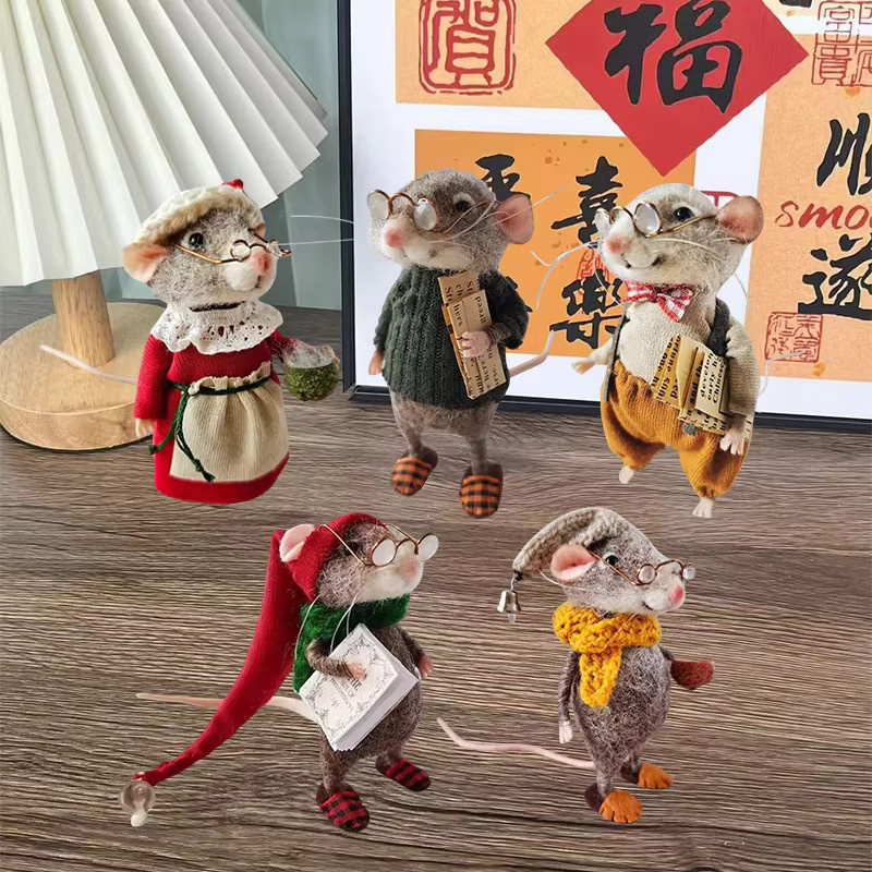 LUSQI Bastelset Wollfilz Maus als Weihnachtsbaum Ornament für kreative Weihnachtsgeschenke - Bild 2