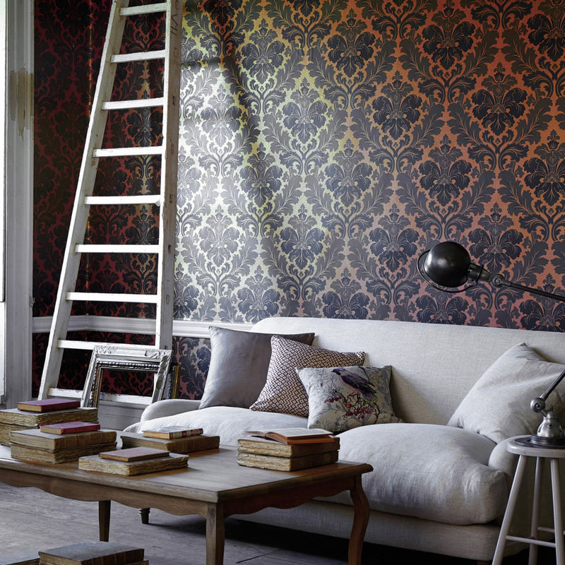 Little Greene Tapete Bonap in Rot und Gold mit abstraktem Design - Bild 2