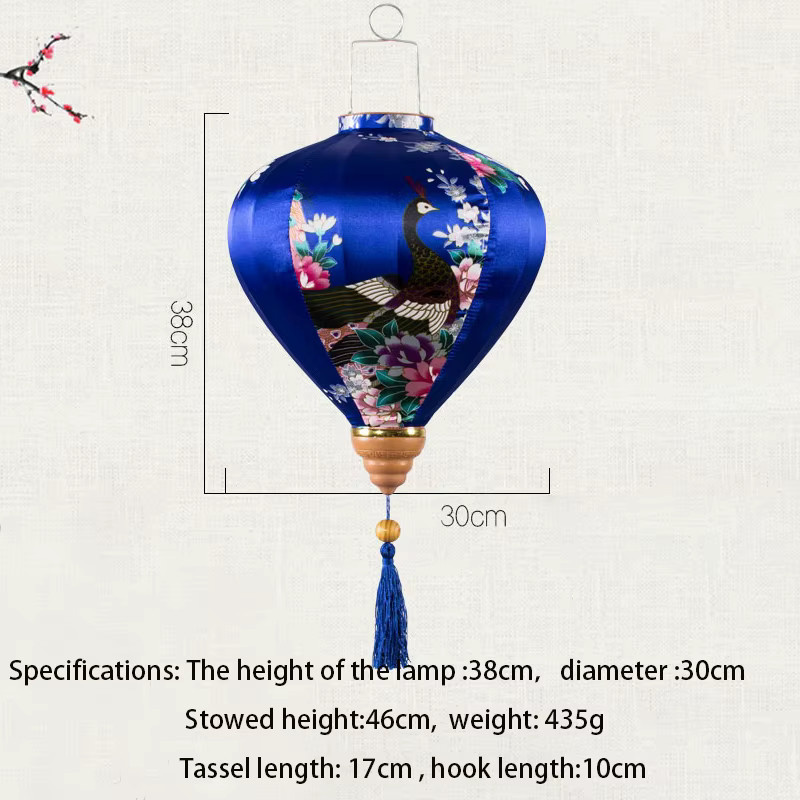 Orientalische Seidenlaterne mit floralem Muster in Multicolour für Festivals und Garten, H x B x T: 38,0 x 30,0 x 30,0 cm - Bild 4