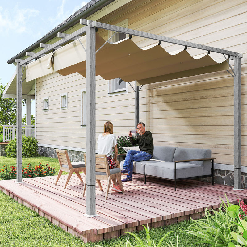 Outsunny Pergola aus Aluminium in Grau mit B/H/L: 296 x 232 x 299 cm - Bild 2
