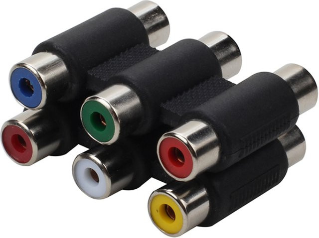 BSN 3RCA Adapter Buchse auf 3RCA Buchse RCA AV Koppler in Schwarz - Bild 1