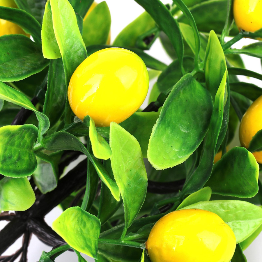 Fishine Kumquat Bonsai und Zitronen Bonsai künstlicher Baum mit Topf aus Kunststoff und Schaumstoff, Topfdurchmesser: 9,5 cm, Höhe: 8 cm - Bild 6