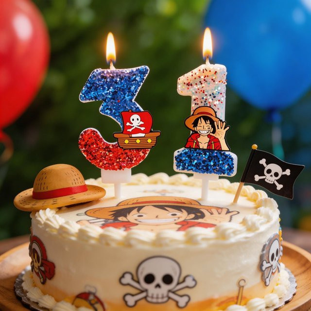 Bandai One Piece Tortendekoration, Luffy Zoro, Geburtstagskerzen - Bild 1
