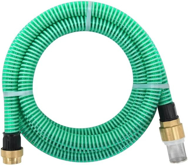 vidaXL Saugschlauch aus PVC mit Messing-Anschlüssen in Grün, Länge: 15 m - Bild 1