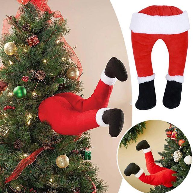 Beeinch Weihnachtsmann Beindekoration in Rot als hängendes Ornament für den Kamin und Weihnachtsbaum - Bild 1