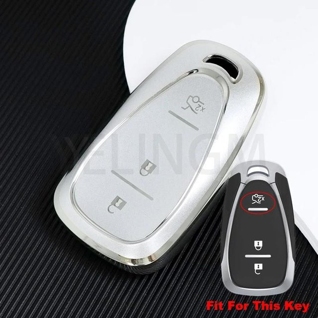 YELINGM TPU Fernbedienung Autoschlüsselhülle für Chevrolet Onix Equino Orlando Cruze Spark Sonic Camaro Volt Bolt Trax Malibu Traverse Blazer in Sand, Silber, Gold oder Transparent - Bild 1