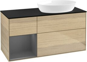 V&B Waschtischunterschrank Finion Wandbeleuchtung in Anthrazit mit Eichenoberfläche, Breite: 120 cm, Tiefe: 50,1 cm, Höhe: 50,1 cm - Bild 1