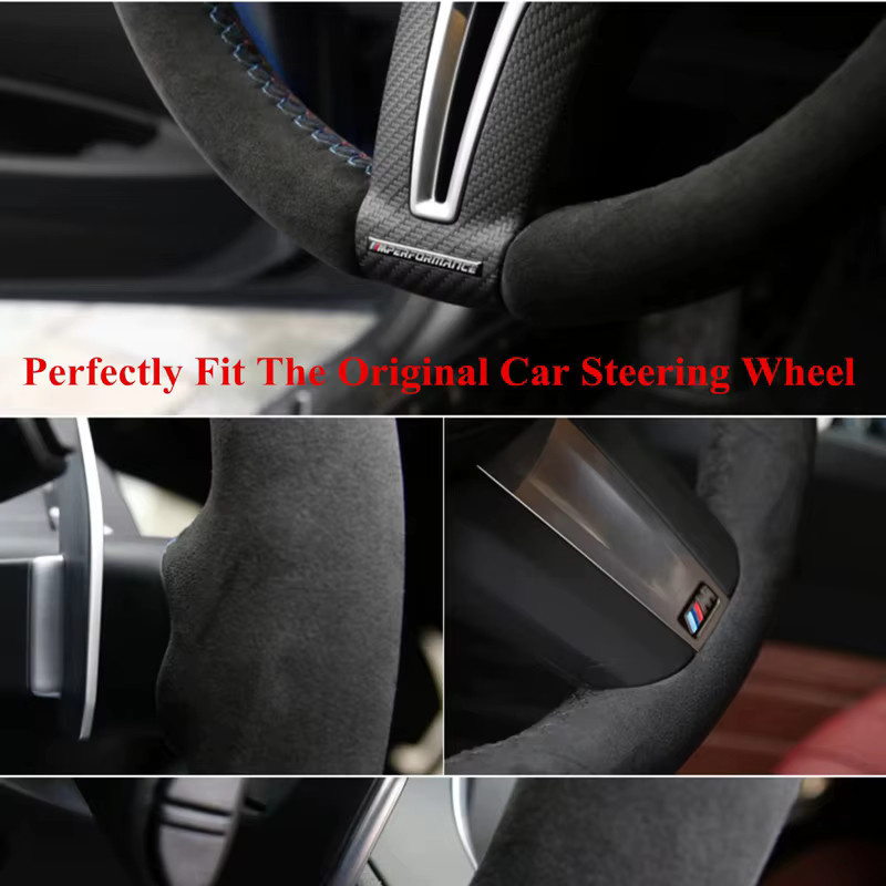 GNUPME Lenkradbezug aus Wildleder Leder in Schwarz für BMW F10 520i 528i 730 Li 740 Li 750 Li Anti-Slip Auto Zubehör - Bild 3