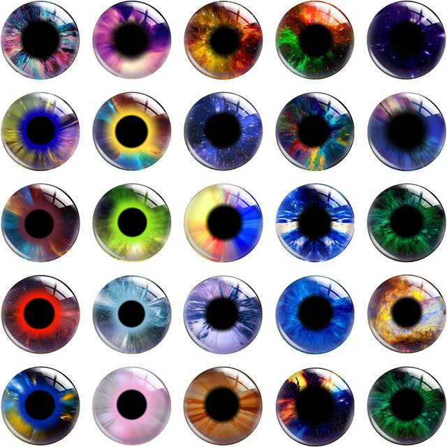 Glascabochons Science-Fiction-Iris-Augapfel, rund, flache Rückseite - Bild 1