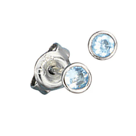 SIGO Ohrstecker 925 Silber, Zirkonia, hellblau, rund - Bild 1