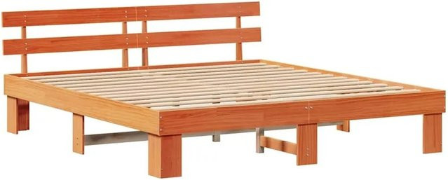vidaXL Bettrahmen aus massivem Kiefernholz in Wachsbraun, B/T/H: 200 x 200 x 73 cm - Bild 1