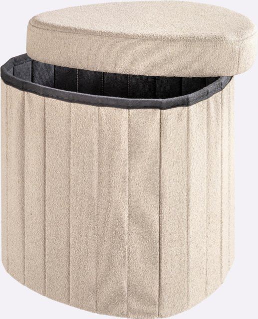 Hocker von Heine Home in Beige mit Bouclé-Bezug und abnehmbarem Deckel, B/T/H: 41 x 36 x 37 cm - Bild 1