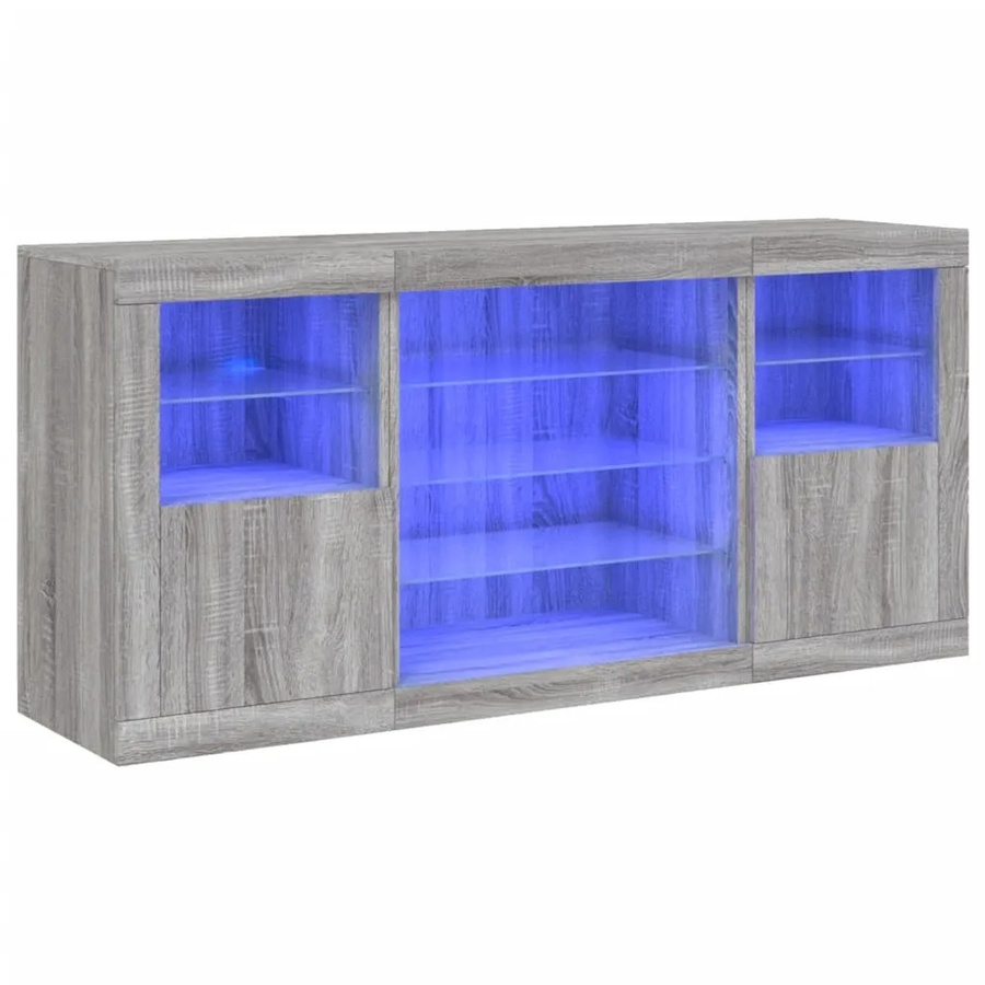 vidaXL Sideboard modern in Grau Sonoma mit integrierter LED-Beleuchtung, B/T/H: 142,5 x 37 x 67 cm - Bild 2
