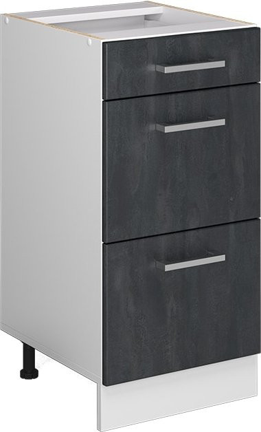 Vicco Küchenunterschrank R-Line Schubladenunterschrank ohne Arbeitsplatte, Farbe Schwarz Beton und Weiß, Breite: 40 cm - Bild 1
