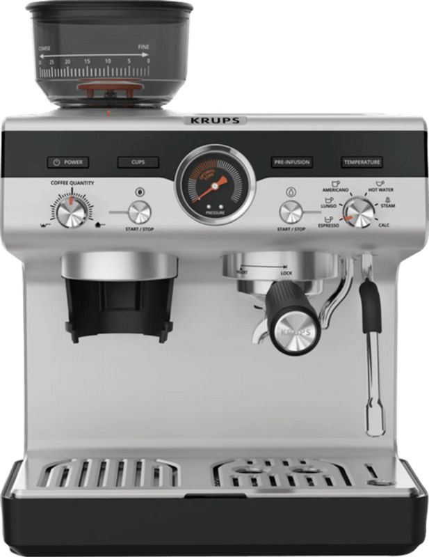 Krups Precision XP801T Kaffeemaschine in Silber mit Dampflanze und Heißwasserfunktion aus Edelstahl - Bild 2