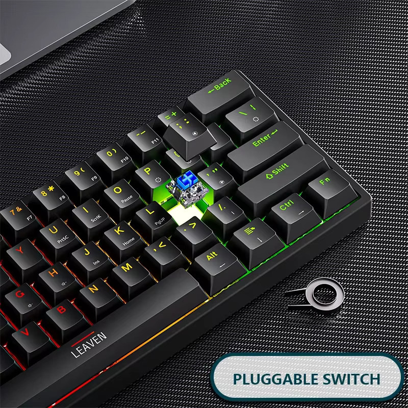 AyeBeau K620 Mini-RGB-Gaming-Mechanische-Tastatur mit 60 % Layout, Hotswap und PBT-Tastenkappen, Rosa/Weiß/Schwarz, USB-Anschluss für PC - Bild 3