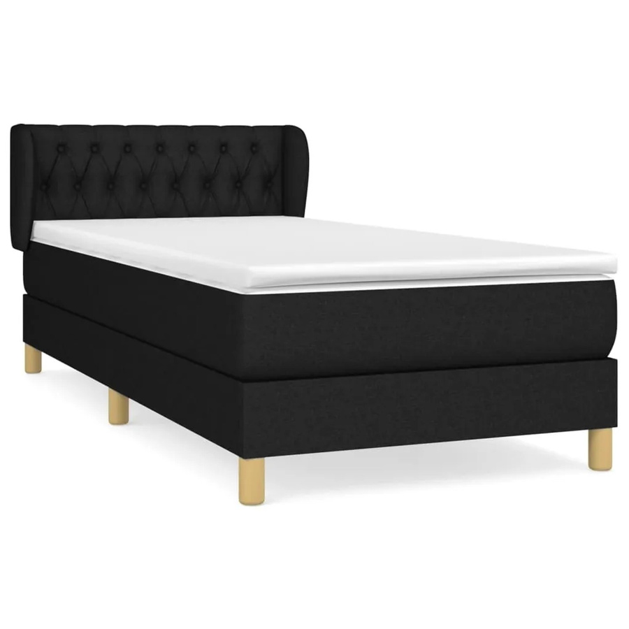 vidaXL Boxspringbett mit Matratze Hybrid-Design in Schwarz aus Stoff und Lärchenholz, B/T/H: 90 x 200 cm - Bild 2