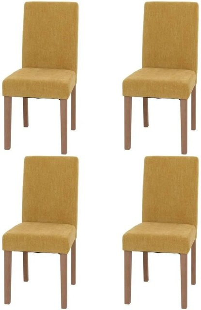 4er-Set MCW Esszimmerstühle Littau aus Chenille mit Holzbeinen in Gelb - Bild 2