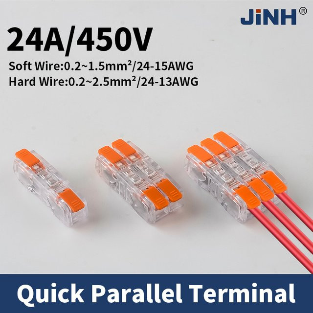 JINH Transparente Elektrische Kabelverbinder Set, Universelle Parallele Kompakte Spleißklemmenleiste für Push-in-Kabel, 0,2–2,5 mm² - Bild 1