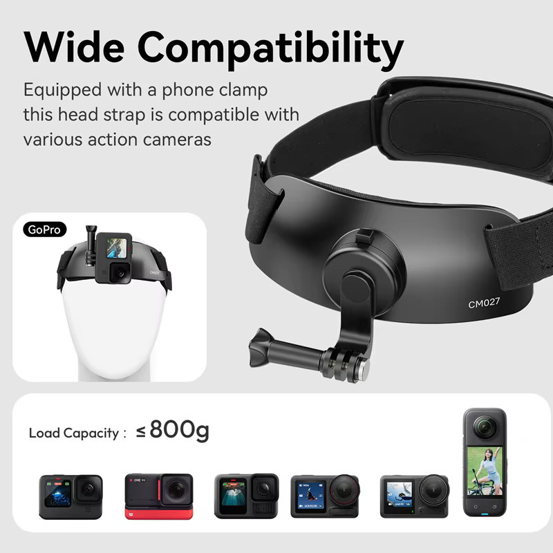 Ulanzi Kopfbandhalterung in Schwarz für Action-Kameras und Smartphones, passend für GoPro 12, 11, 10, 9, 8, 7 für Outdoor-Fotografie und Video-Vlogging - Bild 5