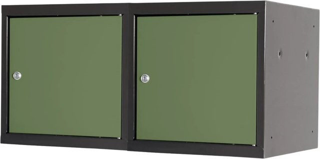 PROREGAL Blocky Schließfachwürfel Set aus 2 Stück mit Zylinderschloss und 2 Schlüsseln, Farbe: Anthrazit/Resedagrün, B/T/H: 40 x 40 x 40 cm - Bild 1