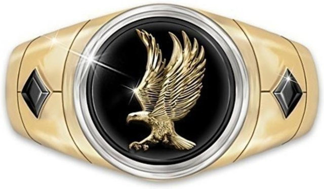 Herrenring Fliegender Adler, Schwarz, Legierung, Unisex - Bild 1