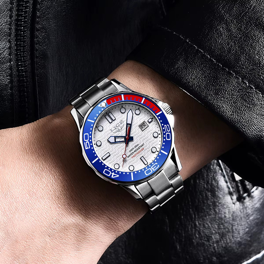 LIGE Armbanduhr Edelstahl, Quarz, Datum, Silber, Herren - Bild 6