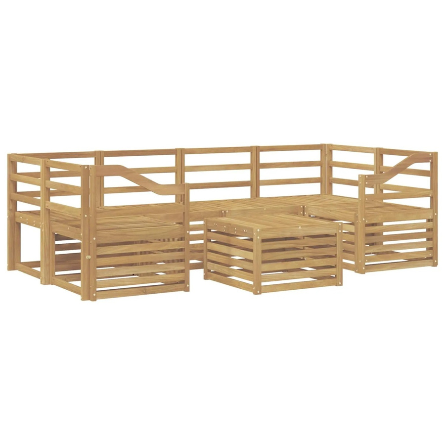vidaXL Outdoor-Sofagarnitur 7-teilig aus Massivholz Akazie in Weiß, moderne L-Form Gartenmöbel-Set - Bild 2