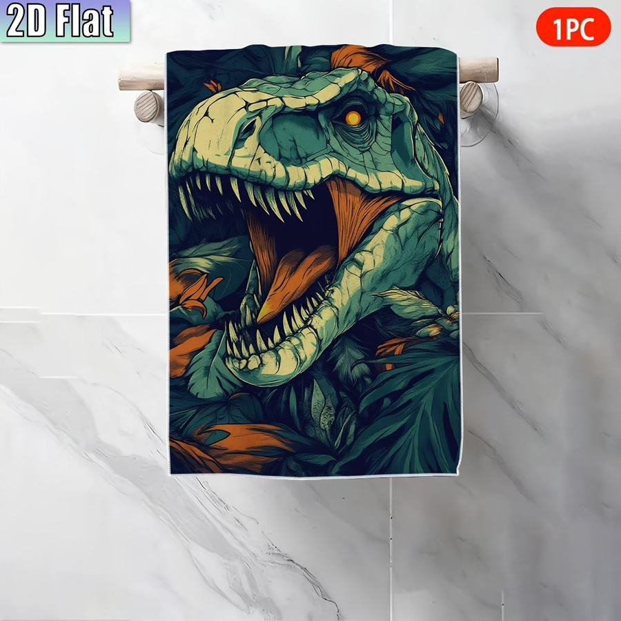 Ka Chen Muxi Mikrofaser Badetuch mit T-Rex Dinosaurier Druck für Kinder, Weiß/Mehrfarbig, B: 40 cm, H: 60 cm - Bild 2