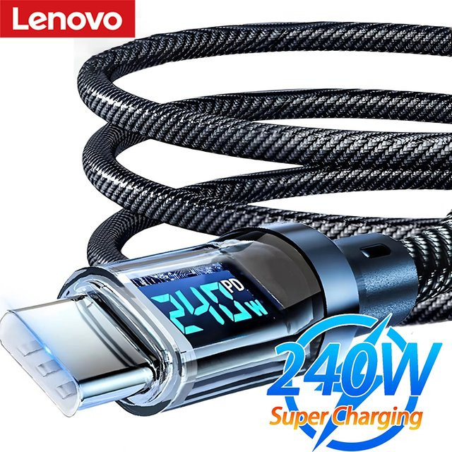 Lenovo USB-C auf USB-C Ladekabel mit 240 W und LED-Anzeige für schnelles Laden und Datenübertragung - Bild 1