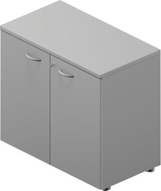 Anstell-Flügeltürenschrank Arlon Office in Grau mit Schloss, B/T/H: 80 x 45 x 73 cm - Bild 1